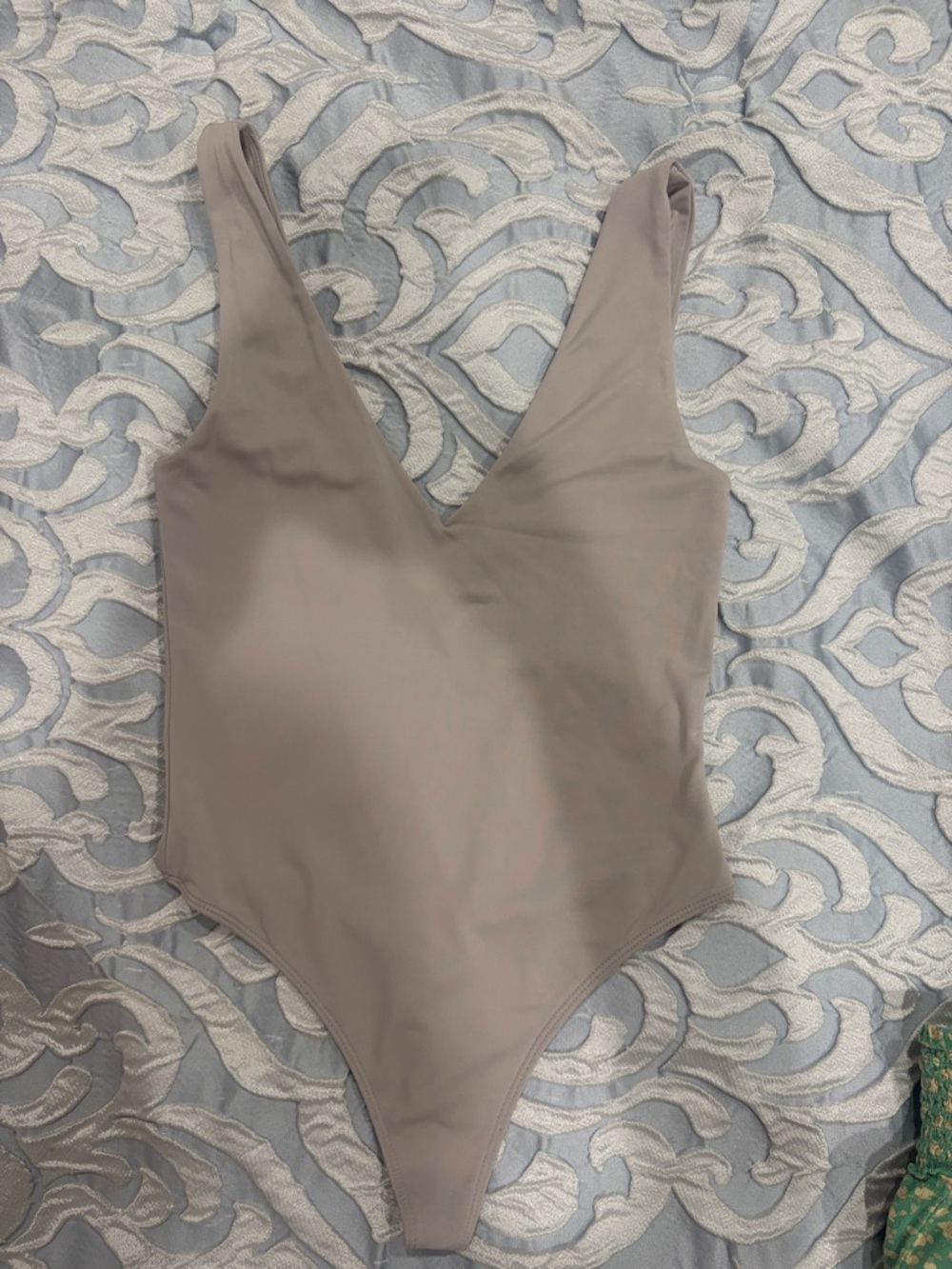 Neutral V-Neck One-Piece Bodysuit